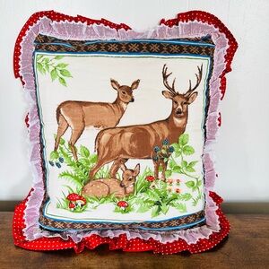 Deer accent pillow vintage